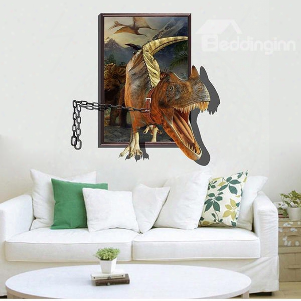 Creative 3d Dinosaur On Chains Removable 3d Wall Stickers