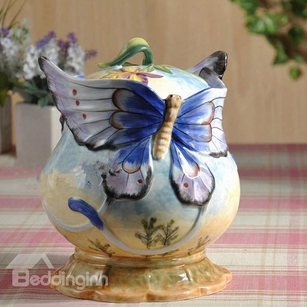 Creative Ceramic Butterfly Snack Storage Painted Pottery