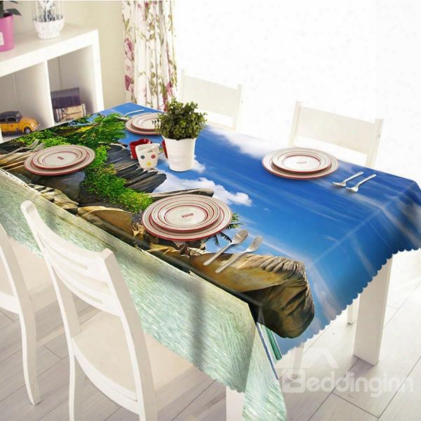 Creative Island On The Sea Scenery Pattern 3d Tablecloth