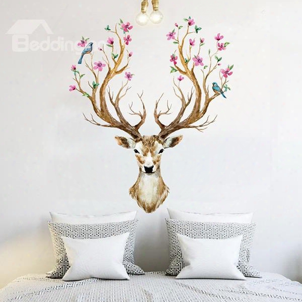 Creative Sika Deer Pattern Home Decorative Wall Sticker