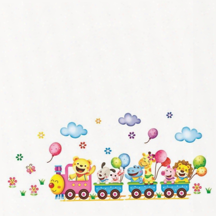 Cute Animal Train Wall Stickers For Children Room Decoration