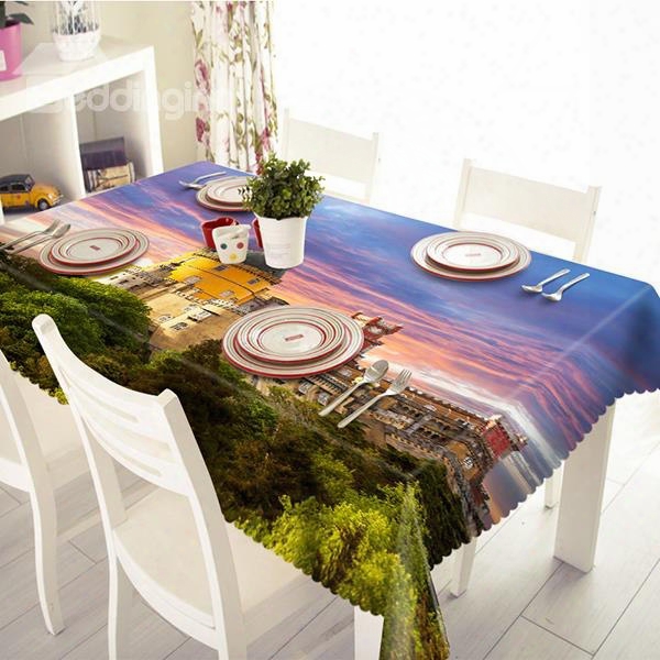 Decorative Sunset Glow And Castle Pattern 3d Tablecloth