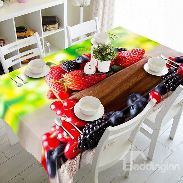 Delicious Strawberry And Blueberry Pattern 3d Tablecloth