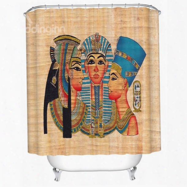 Egyptian Figures Painting Print 3d Bathroom Shower Curtain