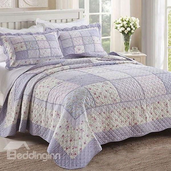 Graceful Flowers Print Cotton 3-piece Bed In A Bag