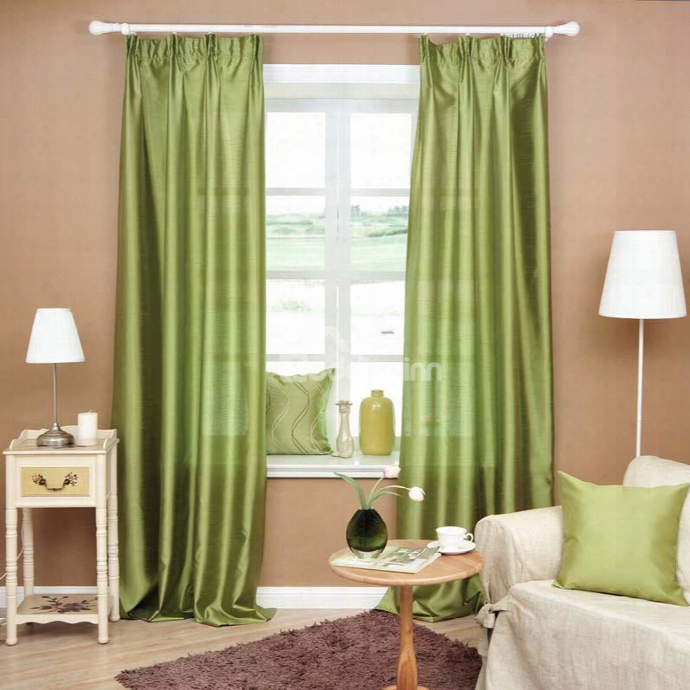 Elegant Green Color Double Pinch Plaet Curtain