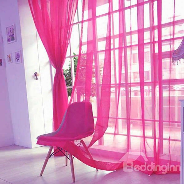 Elegant Pure Colored Rose Red Custom Sheer Curtain