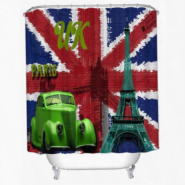 European Style United Kingdom Flag Print 3d Bathroom Shower Curtain