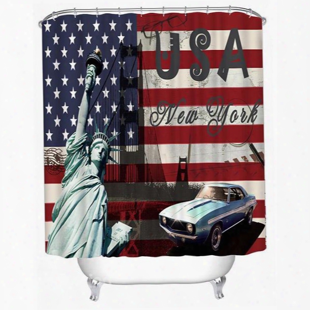 European Style United States Flag Print 3d Bathroom Shower Curtain