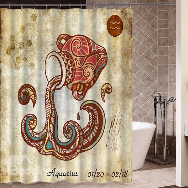 Exotic Aquarius Symbol Print 3d Bathroom Shower Curtain