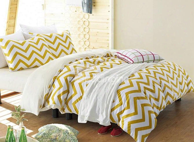 Fancy Concise Ripple Design 4-piece Cotton Duvet Cover Sets