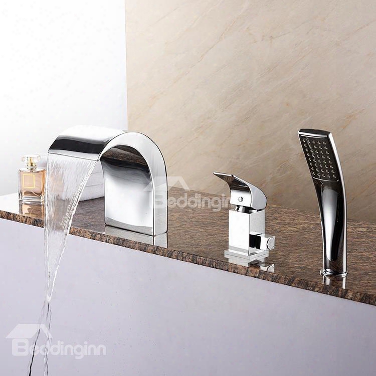 Fancy Contemporary Finish Three Holes Widespraed Bathtub Faucet