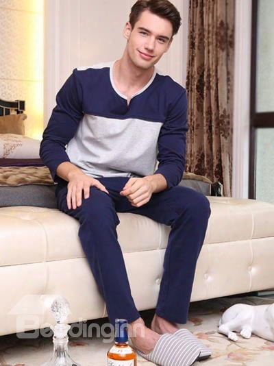 Fashion Homedress Joint Colr 100% Cotton Pajamas Sets