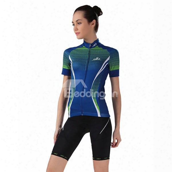 Female Green Road Bike Jersey Breathable Short Sleeve Bike Cloth Cycling Suit