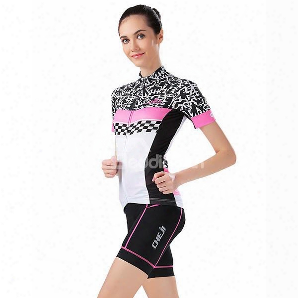 Female Scrawl Pattern Road Bike With Jersey Sponged Deficient Cycling Suit