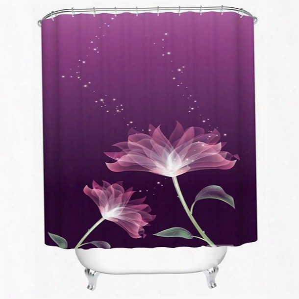 Freehand Lotus Print Bathroom Shower Curtain