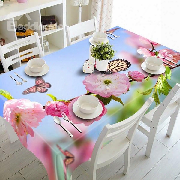 Fresh Pink Flowers Pattern 3d Tablecloth