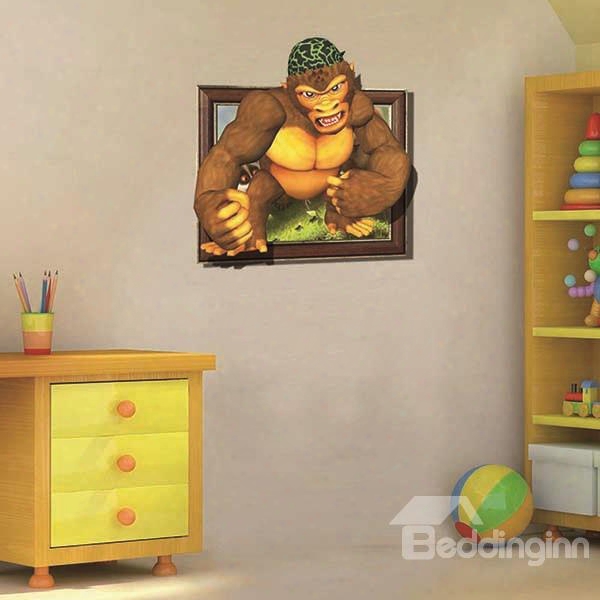 Giant Angry Chimpanzee Removable 3d Wall Sticker