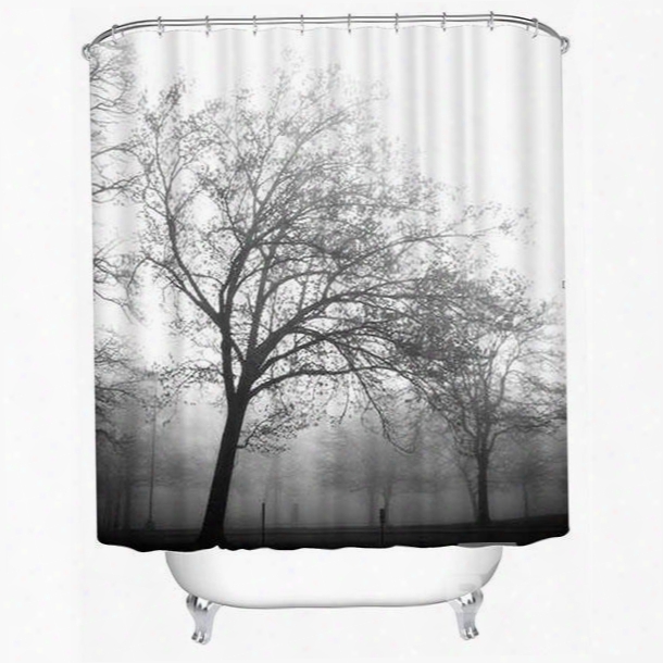 Giant Trees Silhouette Print 3d Bathroom Shower Curtain