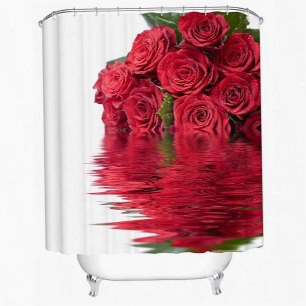 Glamerous Red Rose Bouquet 3d Shower Curtain