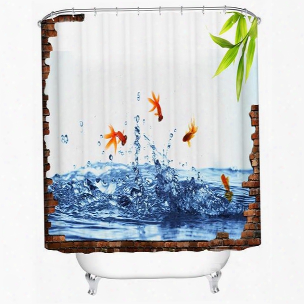 Godfishes Jumping Up Print 3d Bathroom Shower Curtain