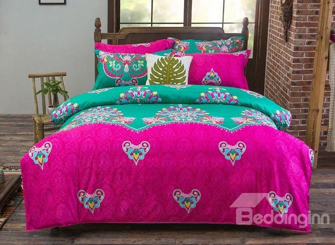 Gorgeous Contrast Cklor Exotic Pattern Polyester 4-piece Bedding Ses/duvet Cover