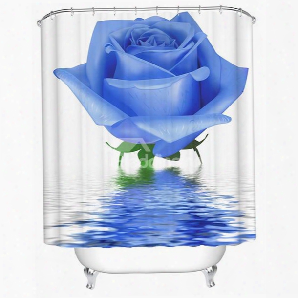 Graceful Tranquil Blue Rose 3d Shower Curtain