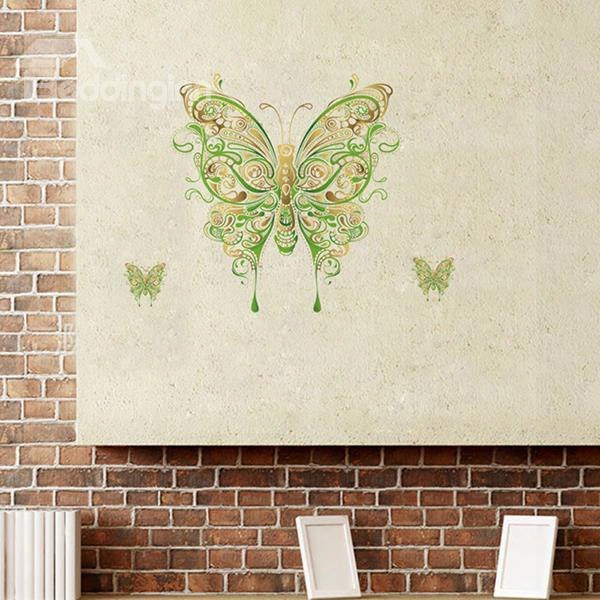 Green Butterfly Pattern Countryside Style Wall Sticker