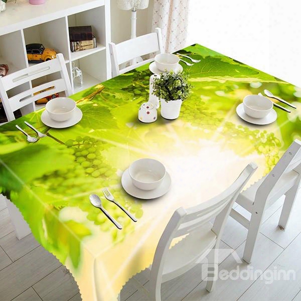 Green Grapevine And Sunlight Pattern 3d Tablecloth