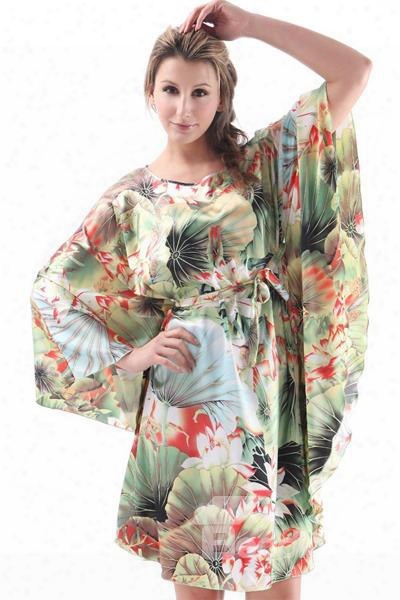 Hollow Colorful Flower Pattern Design Shawl Free Size Sleepshirt