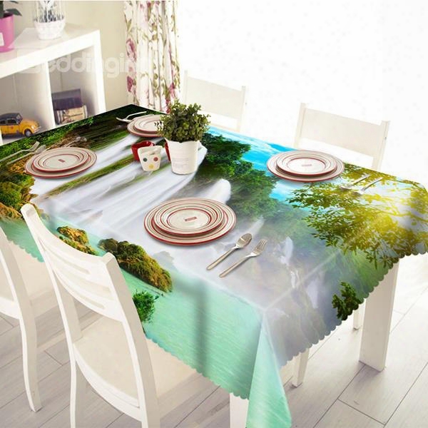 Intoxicating Waterfall And Lake Scenery Pattern 3d Tablecloth