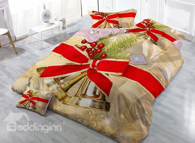 Jingle Bell Christmas Decor Print Christmas 4-piece Duvet Cover Sets