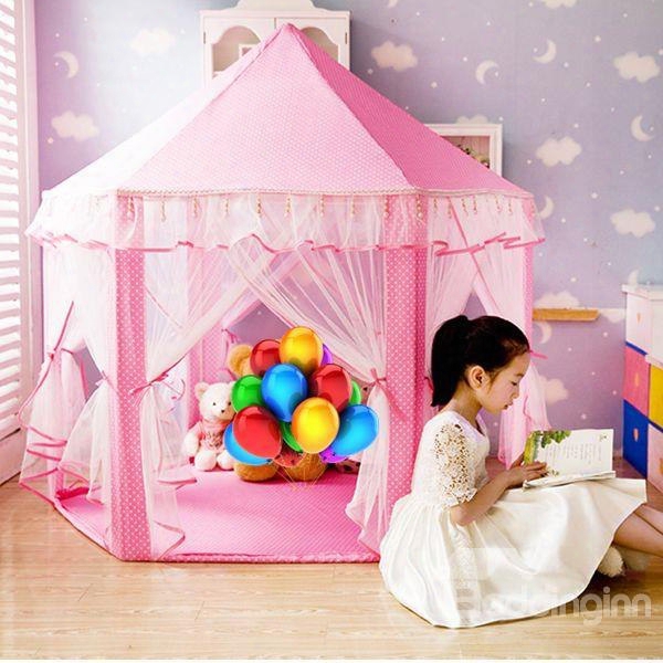 Lace Polka Dots Hex-angular Pink Kids Indoor Tent