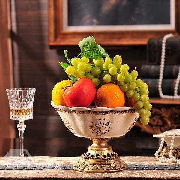 Luxury European Style Ceramic Fruiy Plate Desktop Decoration