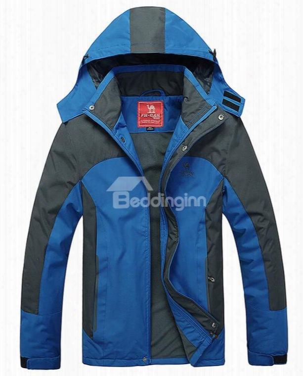 Male Outdoor Windproof Hooded Abrasion-resistant Thermal Jacket