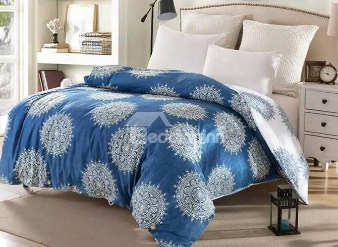 Mandala Pattern Ethnic Style Blue Cotton 4-piece Bedding Sets/duvet Cover