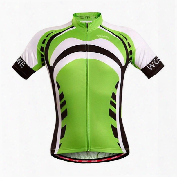 Men's Green Strip Pattern Short Sleeve Jersey 3d Padded Cycling Outfit