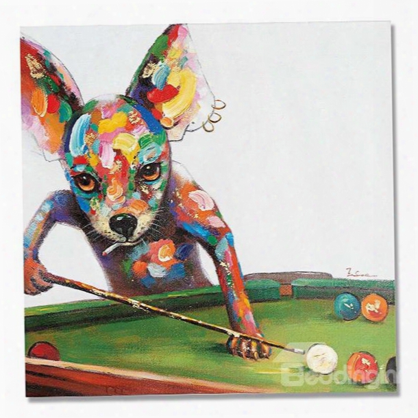 Modern Abstract Dog Play Billiards Oil Painting