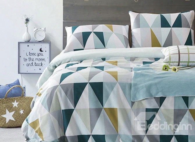 Modern Elegant Triangle Pattern 4-piece Cotton Duvet Cover Sets