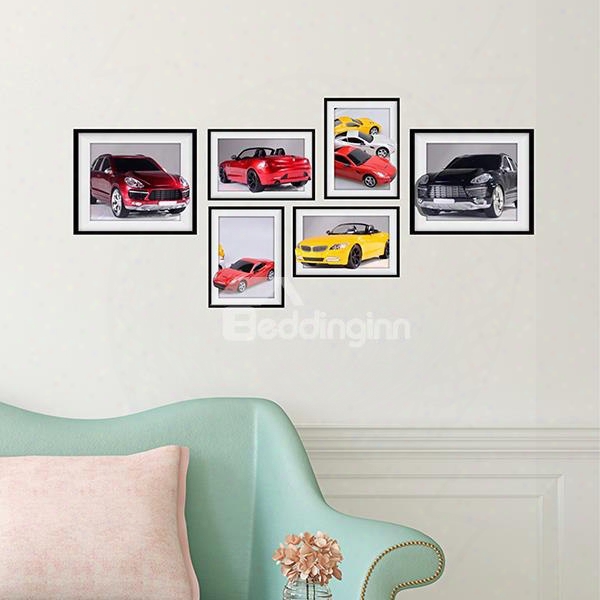 Modern Fashion 6 Types Of Car Photo Frame Wall Sticker