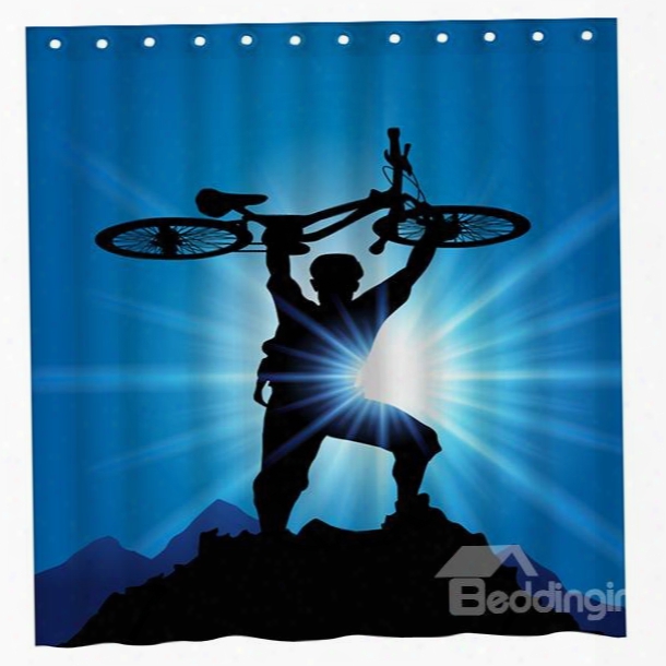 Modern Fashion Man And Bicycle 3d Shower Curtain