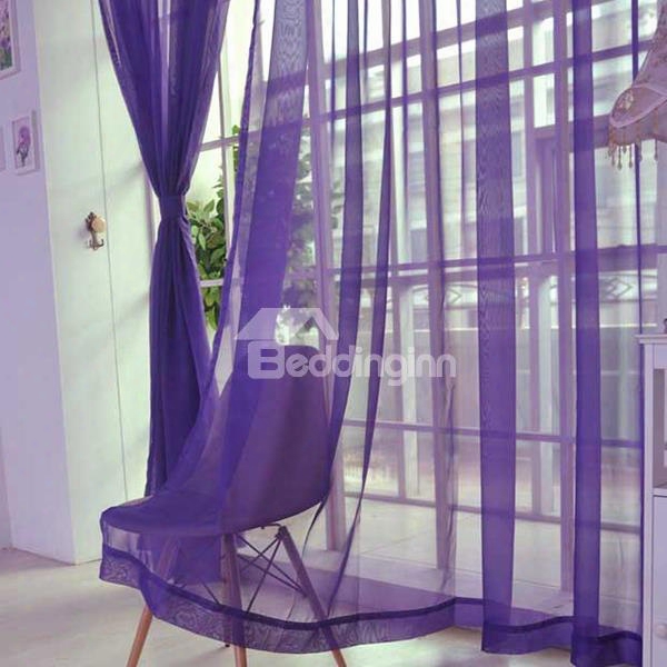 Modern Pure Colored Purple Custom Sheer Curtain