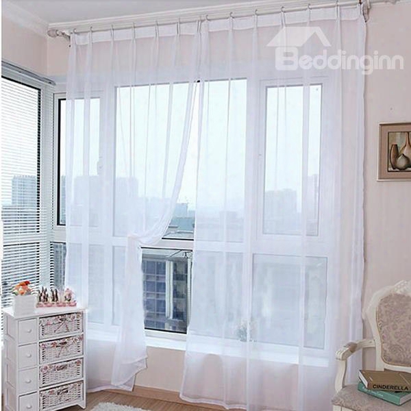 Modern Pure Colored White Custom Sheer Curtain