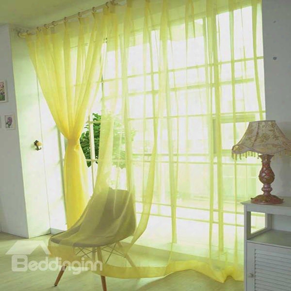Modern Pure Colored Yellow Custom Sheer Curtain