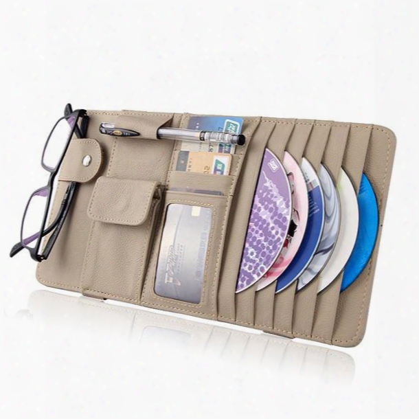 Multifunctional Leather Material Cd Organizer For Car Sun Shades
