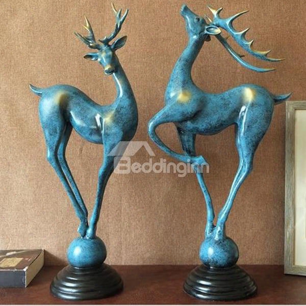 New Arrival Blue Resin Deer Desktop Decoration