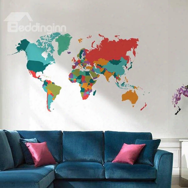 New Arrival Colorful World Map Wall Stickers