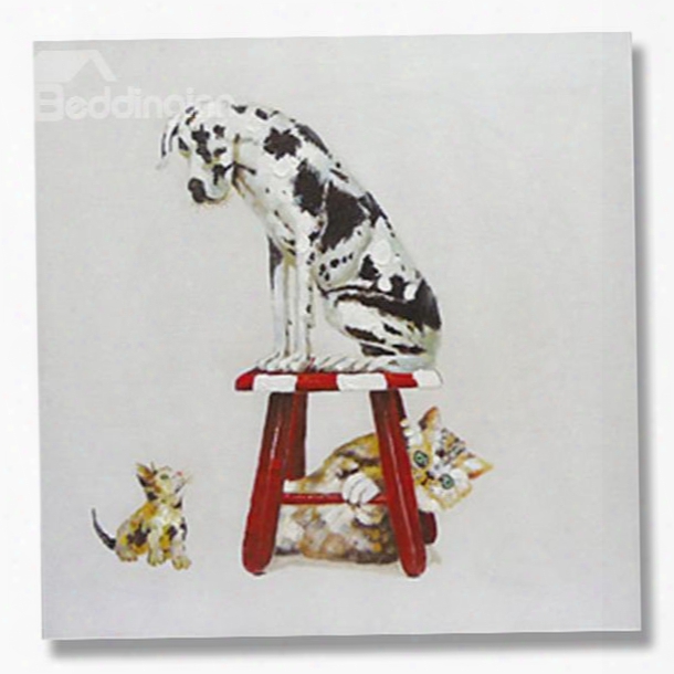 New Arrival Pop Art Interesting Dog On Stool Oil Painting