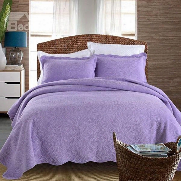 Noble Light Purple Pure Cotton 3-piece Bed In A Bag