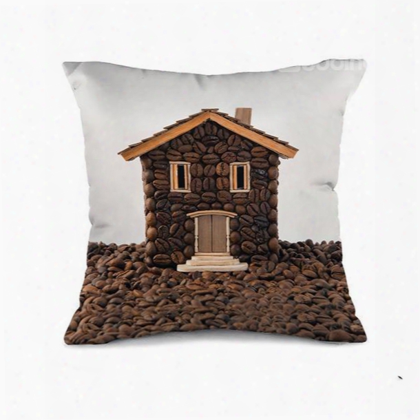 Novelty Creative Design Coffee Bean House Throw Pillow Case